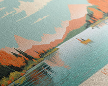Load image into Gallery viewer, Boone Lake Rhode Island Framed Canvas Print, Panoramic Travel Poster, Midcentury Modern Wall Art, Pop Art, Nature Bedroom Decor, Scenic Lake House Art