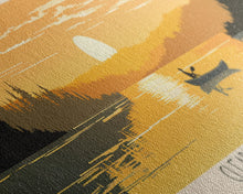 Cargar imagen en el visor de la galería, Clearwater Lake Missouri Framed Canvas Print, Pop Art Panoramic Travel Poster, Midcentury Modern, Wall Art, Scenic Nature Painting, Bedroom Decor, Living Room Art