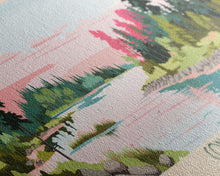 Cargar imagen en el visor de la galería, Conchas Lake New Mexico Framed Canvas Print, Midcentury Modern Panoramic Wall Art, Living Room Decor, Pop Art, Travel Poster Art, Scenic Nature Painting, Lake House Decor