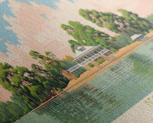 Load image into Gallery viewer, DeGray Lake Arkansas Framed Canvas Print, Midcentury Modern Panoramic Wall Art, Bedroom Decor, Pop Art, Travel Poster Art, Scenic Nature Painting