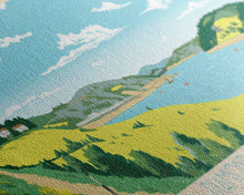 Load image into Gallery viewer, Diamond Hill Reservoir Rhode Island Framed Canvas Print, Midcentury Modern Panoramic Wall Art, Living Room Decor, Pop Art, Travel Poster Art, Scenic Nature Painting