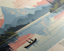 Load image into Gallery viewer, Diamond Lake Oregon Framed Canvas Print, Midcentury Modern Panoramic Wall Art, Bedroom Decor, Pop Art, Travel Poster Art, Scenic Nature Painting