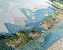 Load image into Gallery viewer, East Lake Oregon Framed Canvas Print, Panoramic Landscape Art, Midcentury Modern, Pop Art, Living Room Wall Art, Travel Poster, Beautiful Nature Art