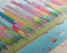 Load image into Gallery viewer, East Reservoir Ohio Framed Canvas Print, Panoramic Art, Midcentury Modern, Pop Art, Bedroom Wall Decor, Travel Poster, Lake View Art