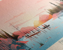 Load image into Gallery viewer, Ennadai Lake Nunavut Framed Canvas Print, Panoramic Wall Art, Midcentury Modern, Pop Art, Bedroom Decor, Travel Poster, Lake View