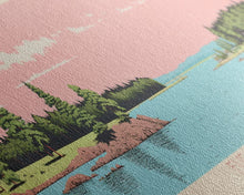 Carregar imagem no visualizador da galeria, Eufaula Lake Oklahoma Framed Canvas Print, Panoramic Art, Midcentury Modern, Pop Art, Living Room Wall Art, Travel Poster, Nature Art