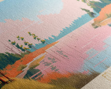 Carregar imagem no visualizador da galeria, Fellows Lake Missouri Framed Canvas Print, Panoramic Wall Art, Midcentury Modern, Pop Art, Bedroom Decor, Travel Poster, Artistic Decor, Nature Painting