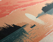 Carregar imagem no visualizador da galeria, Findley Lake Ohio Framed Canvas Print, Panoramic Wall Art, Midcentury Modern, Pop Art, Bedroom Decor, Travel Poster, Nature Art, Artistic Decor