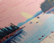 Carregar imagem no visualizador da galeria, Flagstaff Lake Maine Framed Canvas Print, Panoramic Wall Art, Midcentury Modern, Pop Art, Bedroom Decor, Travel Poster, Artistic Decor, Lake View