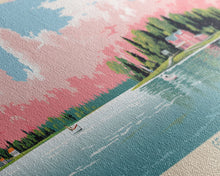 Load image into Gallery viewer, Geist Lake Indiana Framed Canvas Print, Panoramic Art, Midcentury Modern, Pop Art, Living Room Decor, Travel Poster, Nature Art, Wall Art