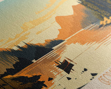 Load image into Gallery viewer, Georgetown Lake Montana Framed Canvas Print, Panoramic Wall Art, Midcentury Modern, Pop Art, Living Room Decor, Travel Poster, Nature Art, Lake House Art