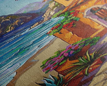 Load image into Gallery viewer, Coastal Printed Canvas Painting Framed, White Framed Wall Art of Hawaii Coast, Housewarming Gift for Her, Tall Narrow Wall Art, Modern Art