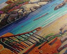 Load image into Gallery viewer, Coastal Wall Art Framed and Printed on Canvas, Surf Wall Art, Textured Canvas Painting Framed, Narrow Modern Wall Art for Office