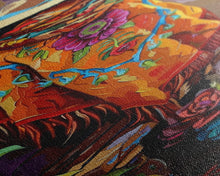 Carregar imagem no visualizador da galeria, Abstract Southwest Mexican Inspired Framed Oversized Vertical Art Print, Jalisco Style Canvas Painting Framed, Colorful Rustic Spanish Art