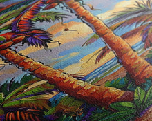 Carregar imagem no visualizador da galeria, Abstract Canvas Painting of Beach Landscape, Palm Tree Art Print, Tall and Narrow Canvas Art of Ocean, Beachy Wall Art for Living Room