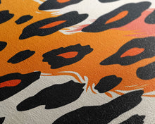 Load image into Gallery viewer, Bold Leopard Print in Orange and Black - Framed Canvas Print, Midcentury Modern Wall Art, Skinny Art, Tall Art, Living Room Decor