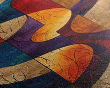 Load image into Gallery viewer, Colorful Abstract Design in Swirling Patterns - Framed Canvas Print, Midcentury Modern Art, Skinny Art, Tall Art, Living Room Wall Decor, Boho Art