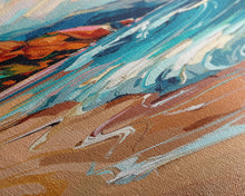 Load image into Gallery viewer, Coastal Tree Branches Overlooking Ocean Waves at Sunset, Modern Framed Canvas Print, Perfect for Seascape and Beach Wall Art Lovers