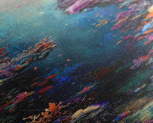 Load image into Gallery viewer, Deep Sea Adventure with Colorful Coral Reefs, Skinny and Tall Art, Stunning Framed Canvas Print, Underwater Landscape Wall Art