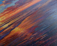 Carregar imagem no visualizador da galeria, Framed Canvas Print of a Colorful Skinny Art Sunset Over the Ocean with a Vibrant Sky Reflecting on the Water in this Tall Coastal Landscape Art