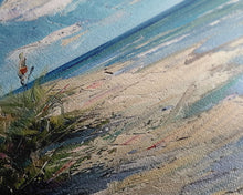 Carregar imagem no visualizador da galeria, Framed Canvas Print Skinny Art of a Peaceful Beach Scene with Sea Oats Blowing in the Wind and Gentle Waves in the Background, Perfect Tall Art for Homes