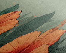 Cargar imagen en el visor de la galería, Bright Hibiscus Flowers Ukiyo-e Inspired Art, Framed Canvas Print Ideal for Tall Skinny Spaces, Japanese Floral Design