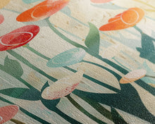 Carregar imagem no visualizador da galeria, Abstract Tulips, Pastel Colors, Japanese Art, Skinny Art, Tall Art, Framed Canvas Print, Ukiyo-e Style