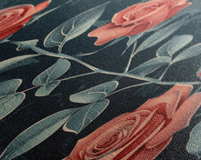 Load image into Gallery viewer, Deep Red Roses With Dark Green Foliage Skinny Art Tall Art Framed Canvas Print Japanese Style Art Ukiyo-e Art Wood Block Print Elegant Floral