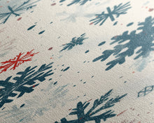Cargar imagen en el visor de la galería, Festive Snowflakes In Red, Blue, And White On A Cream Background, Skinny Art Tall Wall Art Framed Canvas Print Japanese Style Art