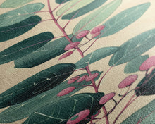 Load image into Gallery viewer, Delicate Green Leaves And Pink Buds On A Branch Against A Textured Background, Skinny Art Tall Wall Art Framed Canvas Print Japanese Style Art