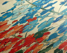 Load image into Gallery viewer, Delphinium Flowers Japanese Garden Art In Traditional Ukiyo-e Style Framed Canvas Print Tall Skinny Wood Block Floral Wall Decor