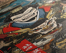 Cargar imagen en el visor de la galería, Fierce Samurai Warriors With Oni Mask Tall Art Ukiyo-e Art Wood Block Print Framed Canvas Print