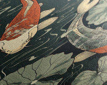 Load image into Gallery viewer, Koi Fish Swimming Gracefully Among Lotus Flowers – Framed Canvas Print Highlighting Skinny Art And Tall Art In Ukiyo-E Art And Japanese Style Art