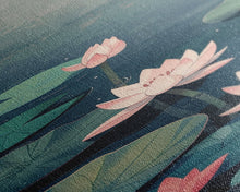 Carregar imagem no visualizador da galeria, Calm Water Lilies Floating On Still Pond With Subtle Ripples Ukiyo-e Skinny Tall Wood Block Framed Canvas Print Japanese Style Art