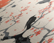Load image into Gallery viewer, Crows On Bare Tree Branches Against Red Sun Skinny Art Wood Block Print Japanese Style Art Framed Canvas Print Tall Art Ukiyo-e Art