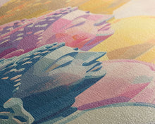 Cargar imagen en el visor de la galería, Colorful Buddha Statues Skinny Art Wood Block Print Japanese Style Art Framed Canvas Print Tall Art Ukiyo-e Art