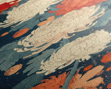 Load image into Gallery viewer, Blooming Chrysanthemums in Rich Autumn Colors - Skinny Art, Japanese Wall Decor, Framed Canvas Print, Ukiyo-e Style