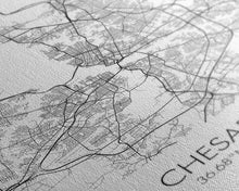 Cargar imagen en el visor de la galería, Chesapeake Street Map, Virginia Map, City Map Art, Modern Art, Wall Art, Canvas Print, Canvas Wall Art, Travel Art, Above Bed Décor