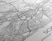 Cargar imagen en el visor de la galería, Sofia Street Map, Bulgaria Map, City Map Print, Minimalist Art, Wall Art, Canvas Print, Home Office Wall Art, Friend Gift, Travel Print
