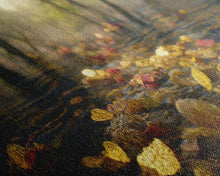 Carregar imagem no visualizador da galeria, Fall leaves floating down the river, autumn, landscape and nature canvas print, oil painting style, neutral wall art