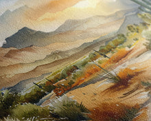 Load image into Gallery viewer, Beautiful Arizona Watercolor Landscape Painting Print, Wood Framed Art, Gift for him, painting, Prints, Abstract Wall Art