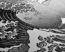Load image into Gallery viewer, Black and White Wave Canvas Print, Hokusai Inspired Wall Art, Japanese Style Wall Art, Living Room Home Decor, Unique Wall Art