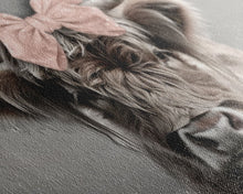 Carregar imagem no visualizador da galeria, Framed Canvas Print, Cute Highland Cow Wearing A Pink Bowtie, Framed Wall Decor, Rustic Minimalist Farmhouse Decor, Western Art