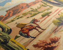 Load image into Gallery viewer, Cowboy Riding in Desert Landscape with Cacti - Framed Canvas Print, Western Art, Southwestern Decor, Desert Scene Wall Art for Home