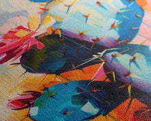 Cargar imagen en el visor de la galería, Flowering Cactus Framed Canvas Print - Desert Plant Wall Art, Living Room Decor, Modern Artwork, Unique Succulent Art for Bedroom and Office