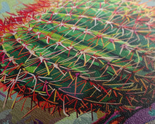 Load image into Gallery viewer, Bold Barrel Cactus Art with Red Spines - Framed Canvas Print, Vibrant Desert Decor, Living Room Art, Cactus Wall Art for Home