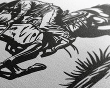 Load image into Gallery viewer, Cowboy Riding Horse with Reins - Framed Canvas Print, Western Wall Art, Rustic Decor, Living Room and Bedroom Art Print