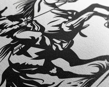 Load image into Gallery viewer, Dynamic Cowboy on Rearing Horse - Framed Canvas Print, Western Wall Art, Rustic Decor, Living Room and Bedroom Art Print