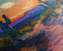 Carregar imagem no visualizador da galeria, Framed Canvas Print, Colorful Desert Sunset with Cacti Wall Art, Southwest Landscape for Living Room or Bedroom, Vibrant Wall Art Piece