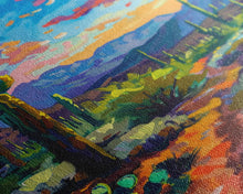 Carregar imagem no visualizador da galeria, Framed Canvas Print, Cactus and Desert Path Wall Art, Vibrant Southwest Landscape for Living Room or Bedroom, Nature Art Poster Piece